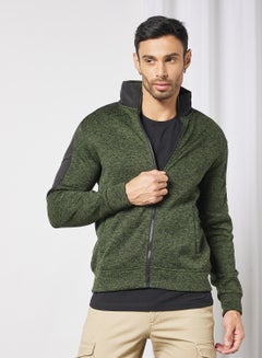 PRODUKT Contrast Panel Zip-Up Jacket Olive  - Image 1