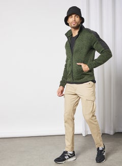 PRODUKT Contrast Panel Zip-Up Jacket Olive  - Image 2