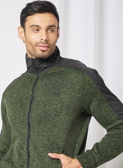 PRODUKT Contrast Panel Zip-Up Jacket Olive  - Image 3