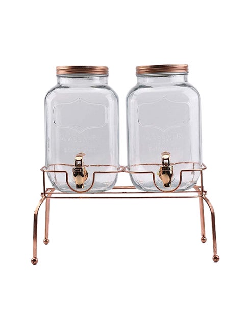 Double Glass Beverage Dispenser With Stand Clear 4Liters