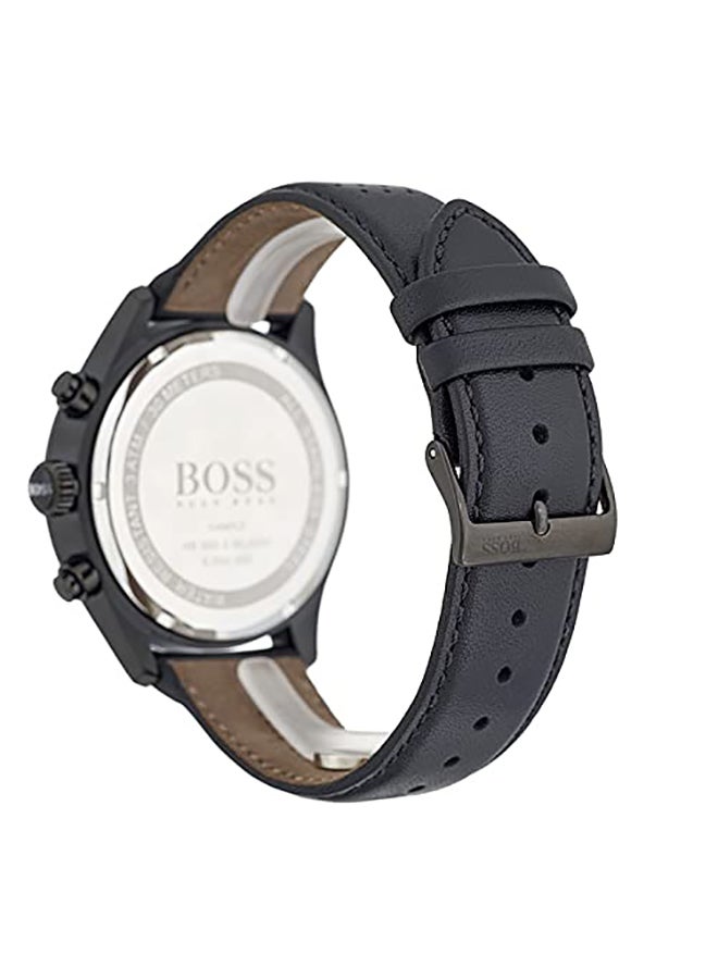 هوجو بوس ساعة يد كرونوغراف وبسوار من الجلد طراز 1513474 للرجال - Image 3