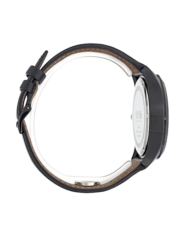 هوجو بوس ساعة يد كرونوغراف وبسوار من الجلد طراز 1513474 للرجال - Image 4