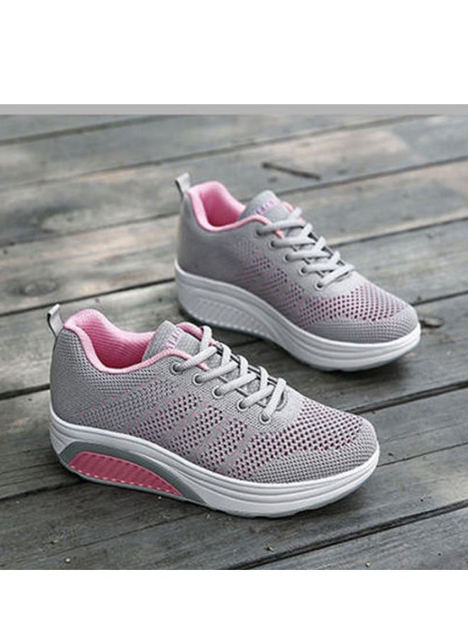 بيوينتي حذاء ركض برباط هزاز للنساء رمادي/وردي/أبيض - Image 2
