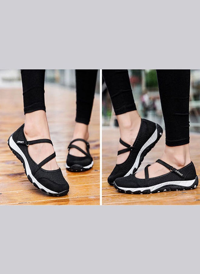 Beauenty - Women's Hook And Loop Closure Walking Shoes Black - Image 1