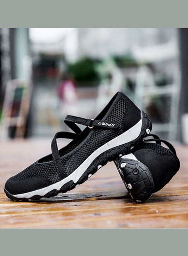 Beauenty - Women's Hook And Loop Closure Walking Shoes Black - Image 1