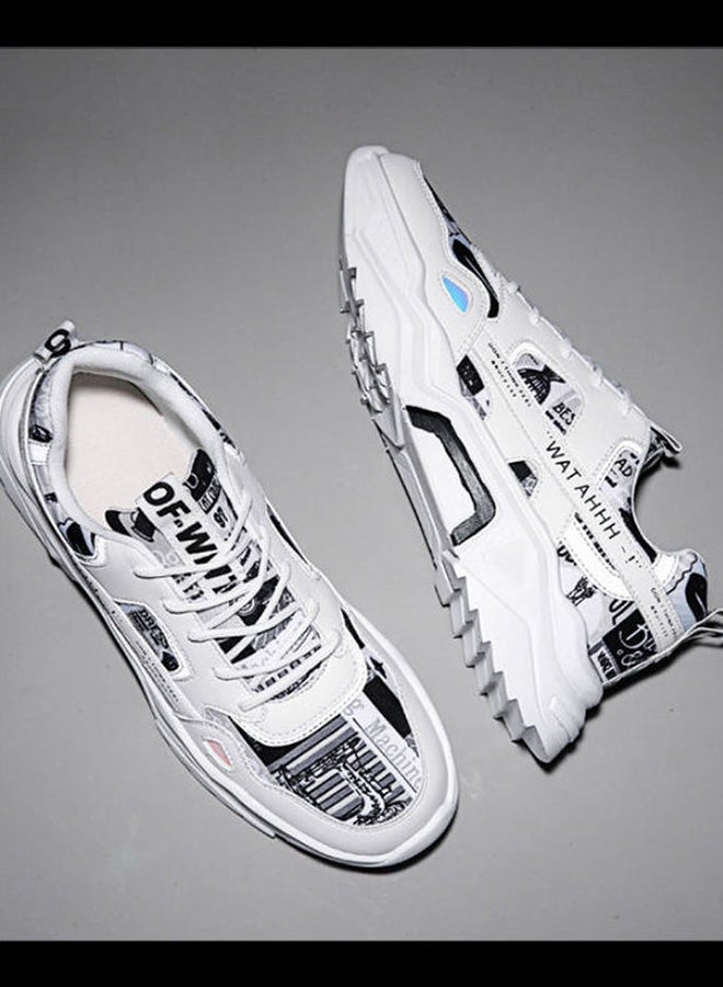 بيوينتي حذاء رياضي برباط ورقبة منخفضة أبيض/ أسود - Image 2