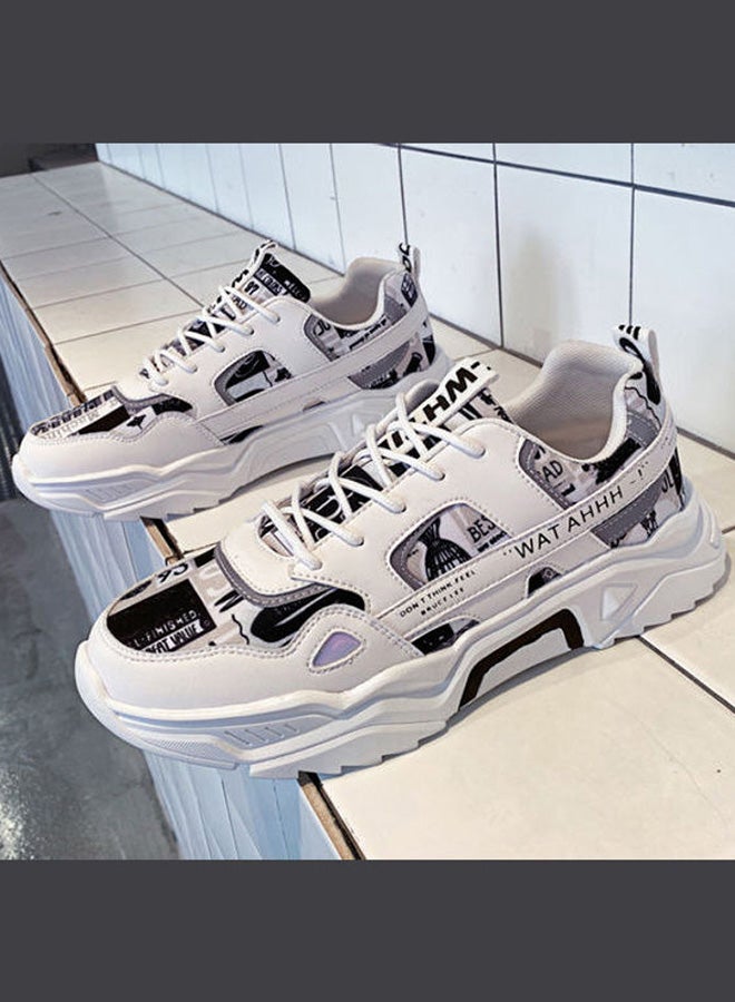 بيوينتي حذاء رياضي برباط ورقبة منخفضة أبيض/ أسود - Image 3