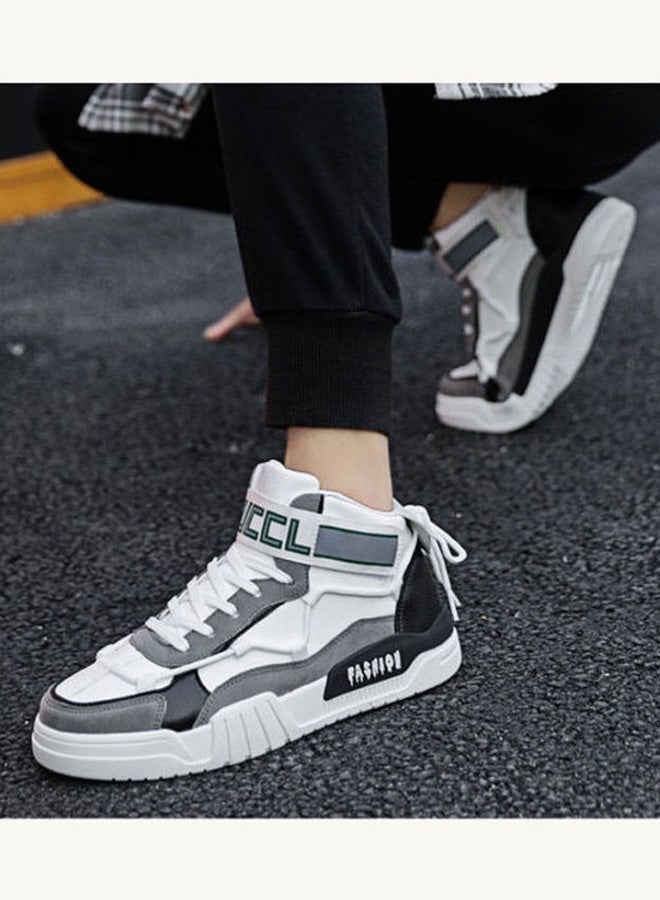 Beauenty Lace-Up High Top Sneakers White/Black/Grey  - Image 4