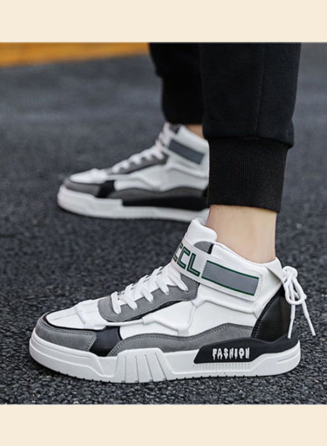 Beauenty Lace-Up High Top Sneakers White/Black/Grey  - Image 5