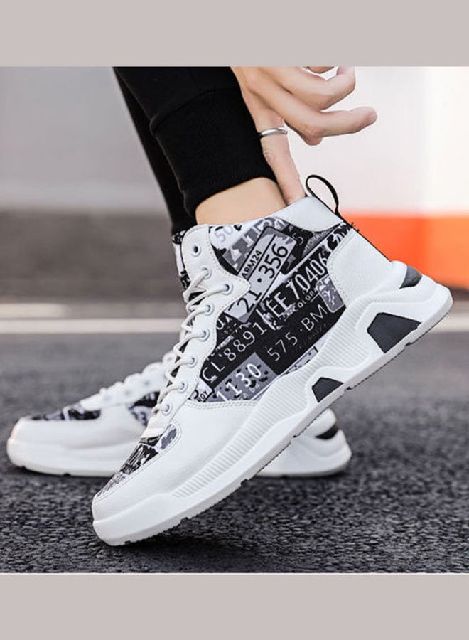 Beauenty Lace-Up High Top Sneakers White/Black  - Image 3