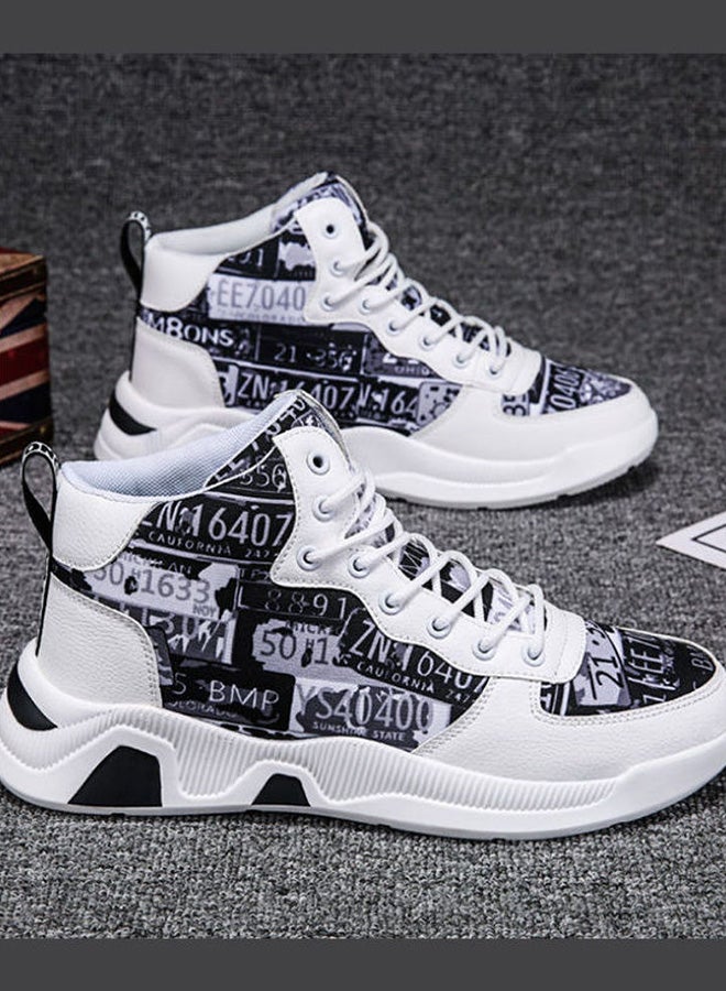 Beauenty Lace-Up High Top Sneakers White/Black  - Image 2