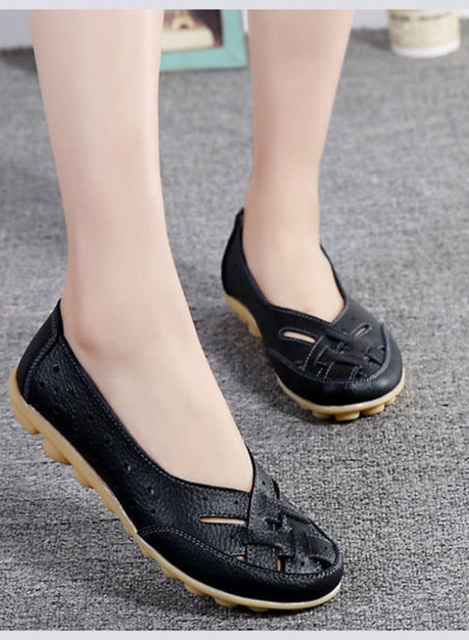 بيوينتي حذاء باليرينا بدون رباط بتصميم مضفر أسود - Image 4