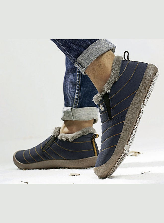 Beauenty Fur Detail Slip-On Shoes Blue/Grey - Image 4