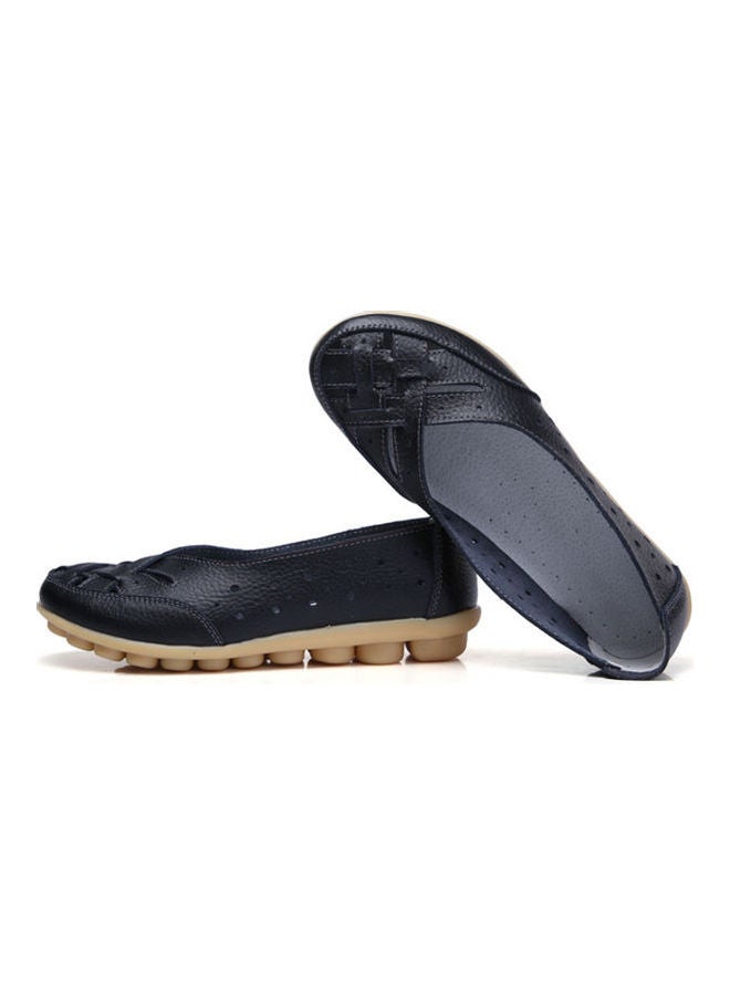 حذاء باليرينا بدون رباط بتصميم مضفر أسود