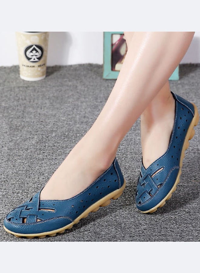 حذاء باليرينا بدون رباط بتصميم مضفر