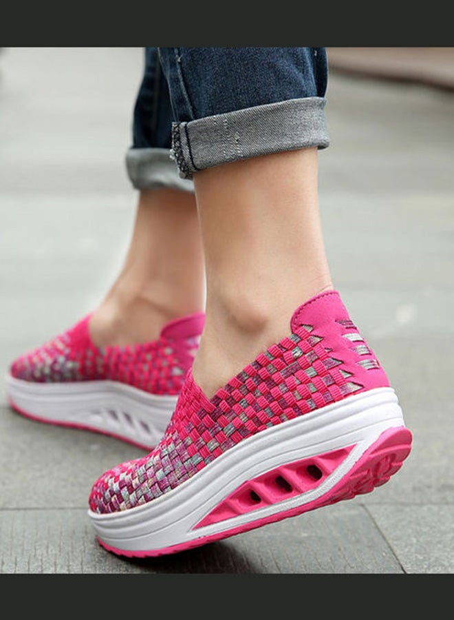 Beauenty Weave Checked Slip-On Shoes Pink/Grey/White - Image 3