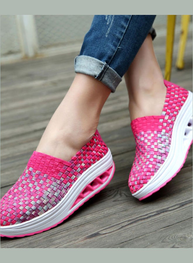 Beauenty Weave Checked Slip-On Shoes Pink/Grey/White - Image 4