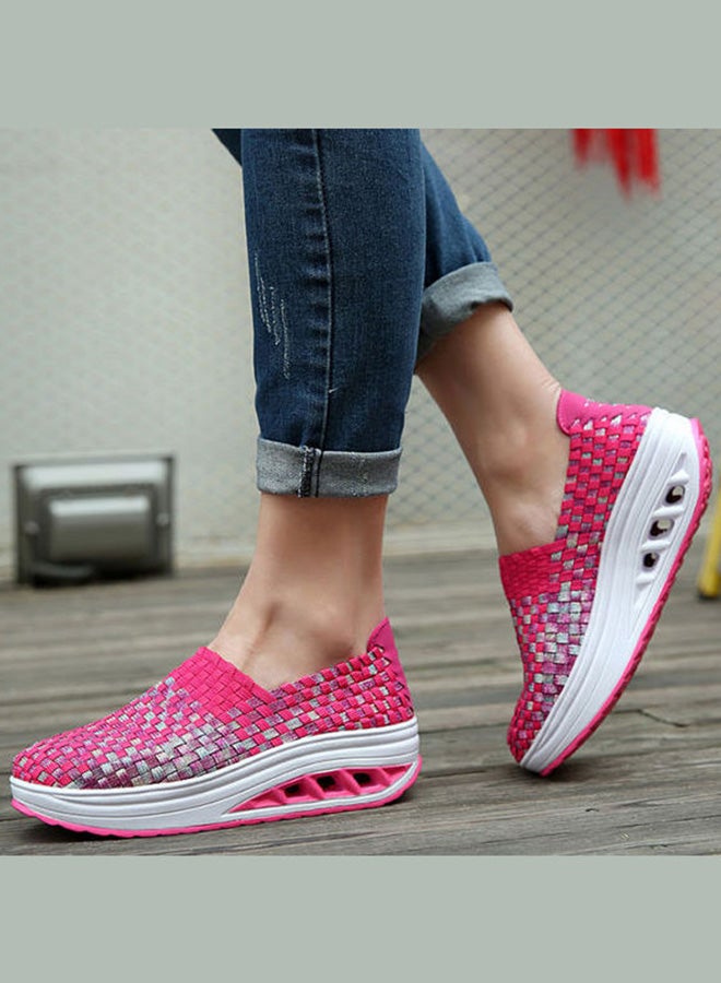 Beauenty Weave Checked Slip-On Shoes Pink/Grey/White - Image 5