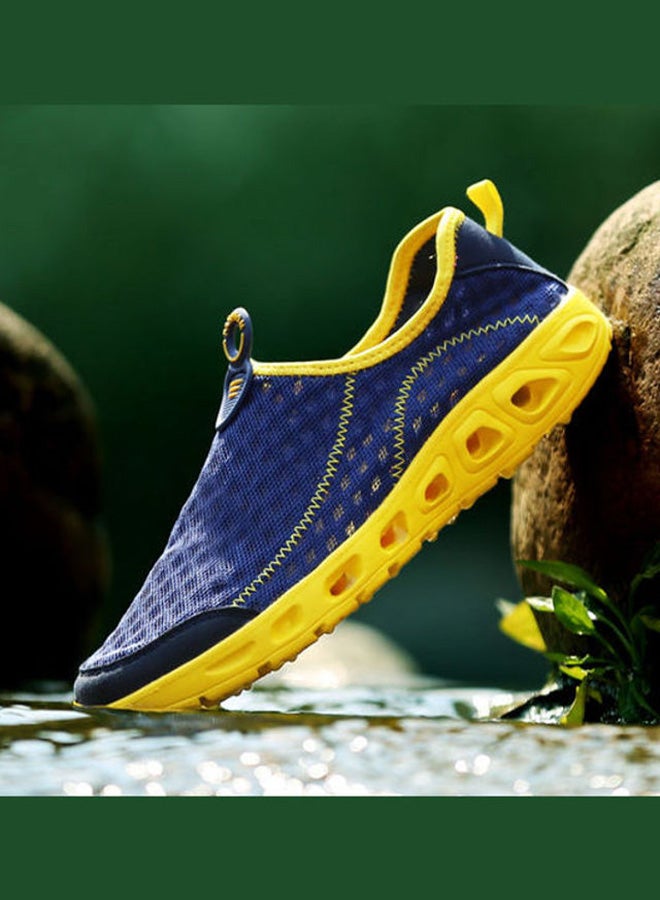 Beauenty Textured Flat Slip-On Sport Shoes Blue/Yellow - Image 2