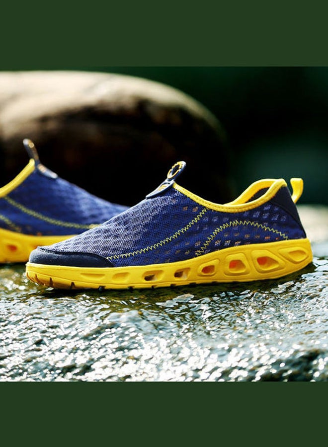 Beauenty Textured Flat Slip-On Sport Shoes Blue/Yellow - Image 3
