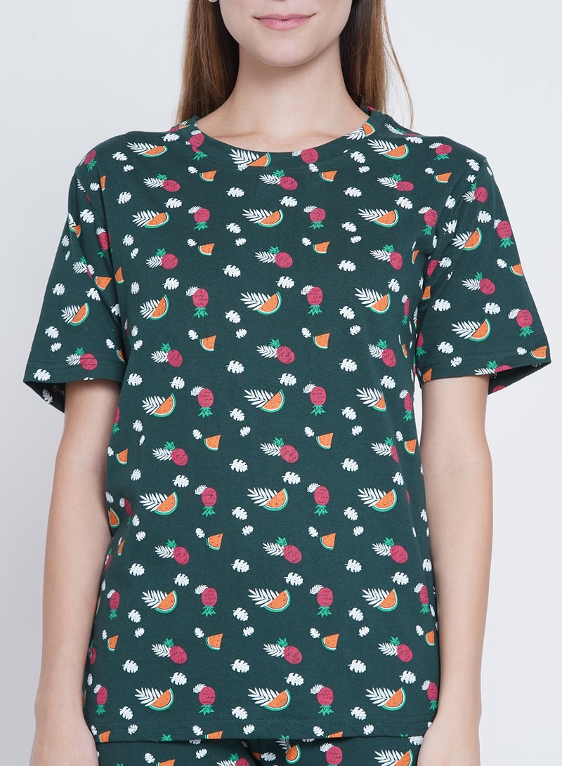 LAUREN Smith - 2-Piece Printed Nightwear Pyjama Set Dark Green - Image 1