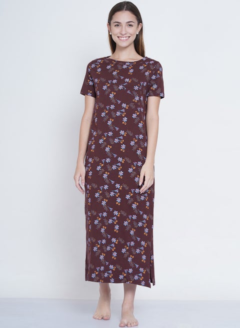 Casual Printed Night Gown Multicolour
