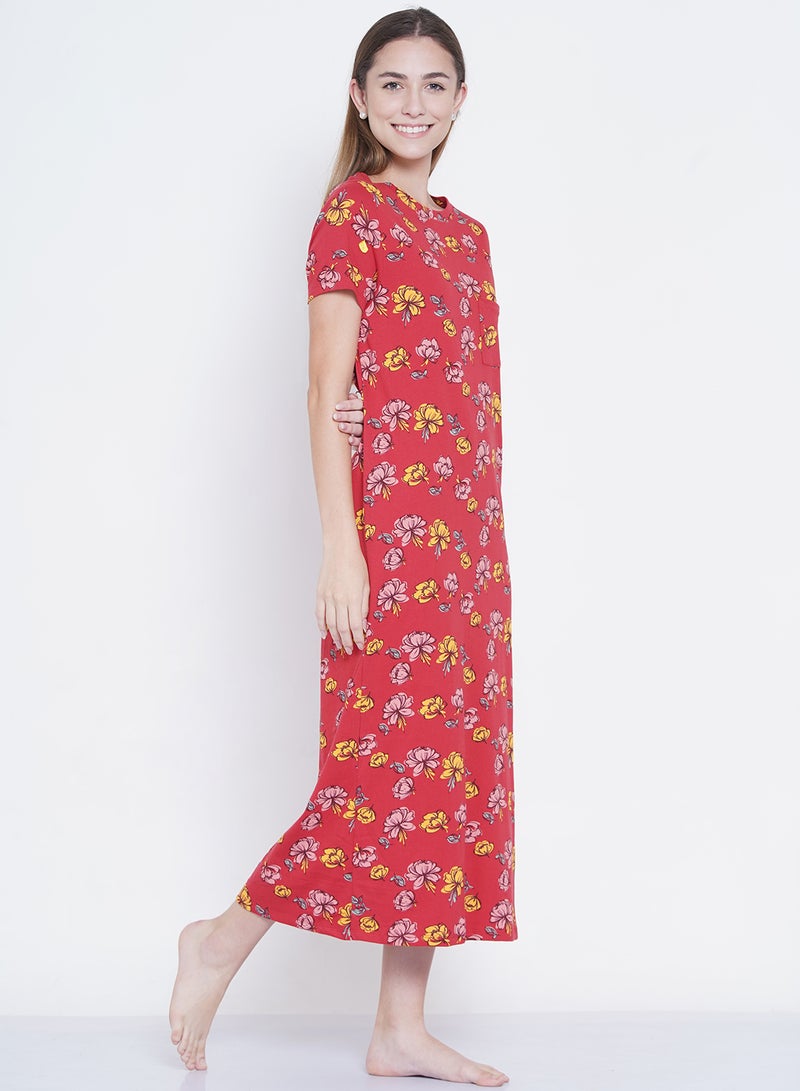 LAUREN Smith Casual Printed Night Gown Red/Yellow/Pink  - Image 2