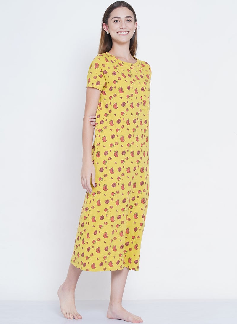 LAUREN Smith Casual Printed Night Gown Yellow/Red  - Image 2