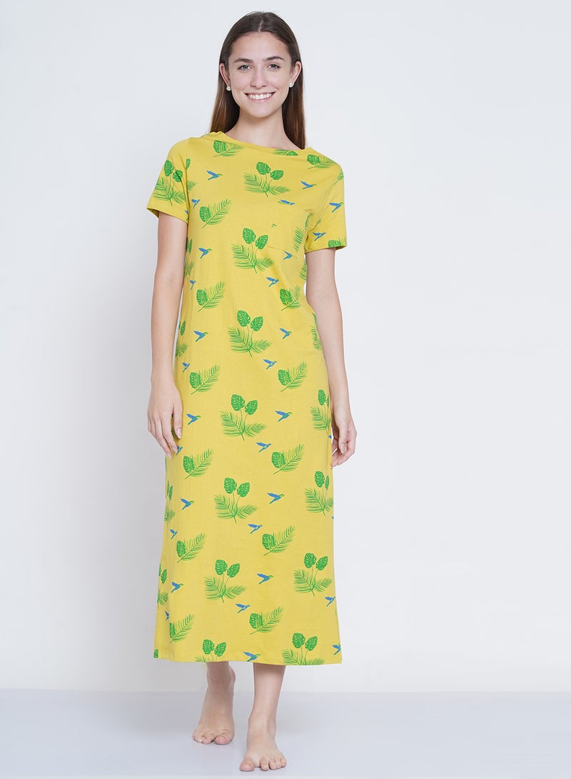 LAUREN Smith Casual Printed Night Gown Yellow/Green/Blue  - Image 1