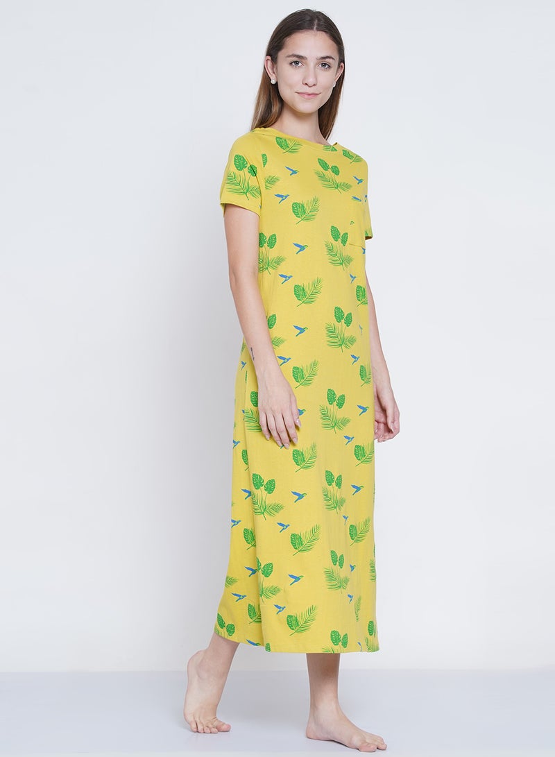 LAUREN Smith Casual Printed Night Gown Yellow/Green/Blue  - Image 2