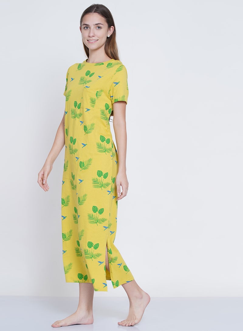 LAUREN Smith Casual Printed Night Gown Yellow/Green/Blue  - Image 3