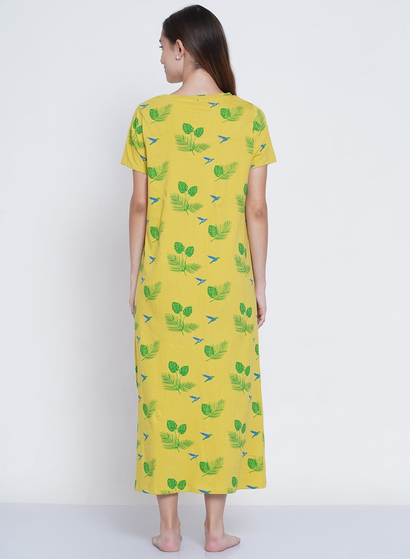 LAUREN Smith Casual Printed Night Gown Yellow/Green/Blue  - Image 4