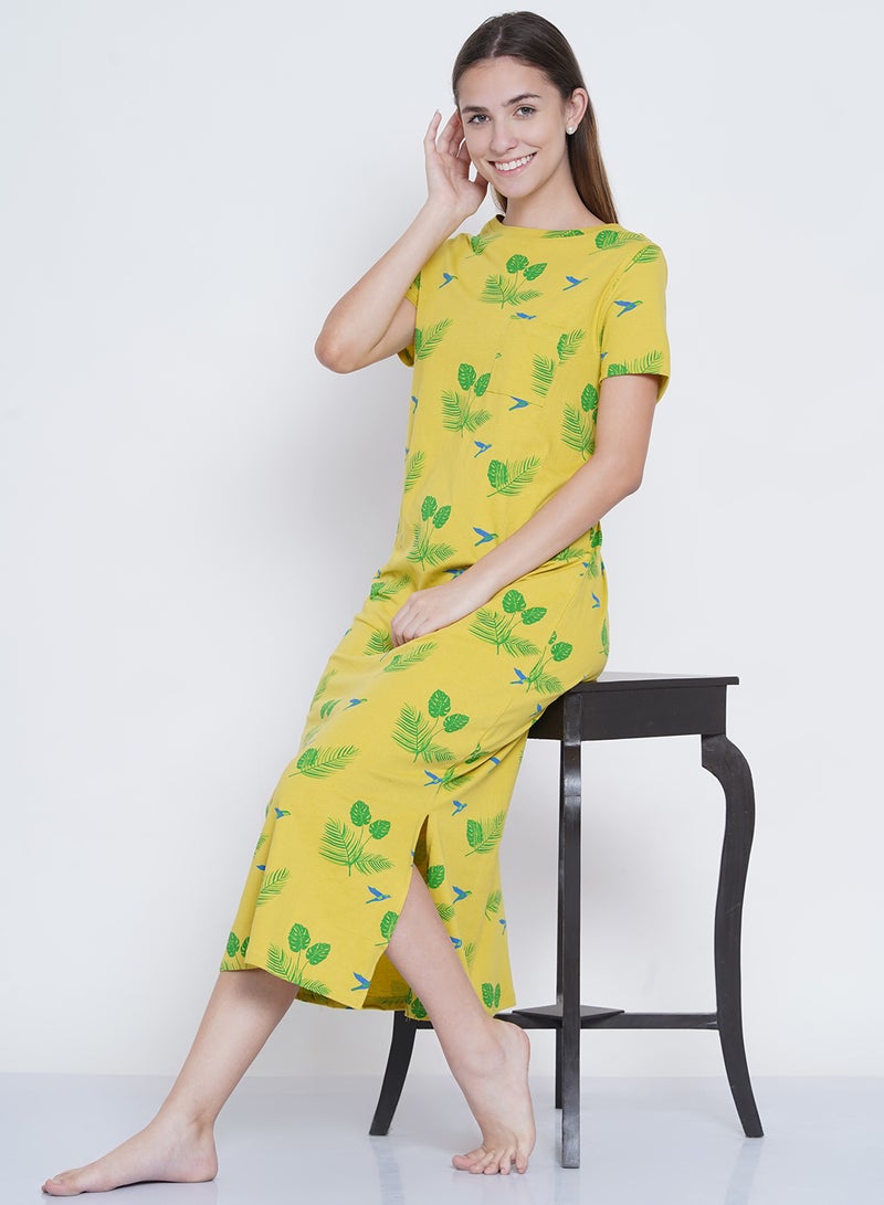 LAUREN Smith Casual Printed Night Gown Yellow/Green/Blue  - Image 5