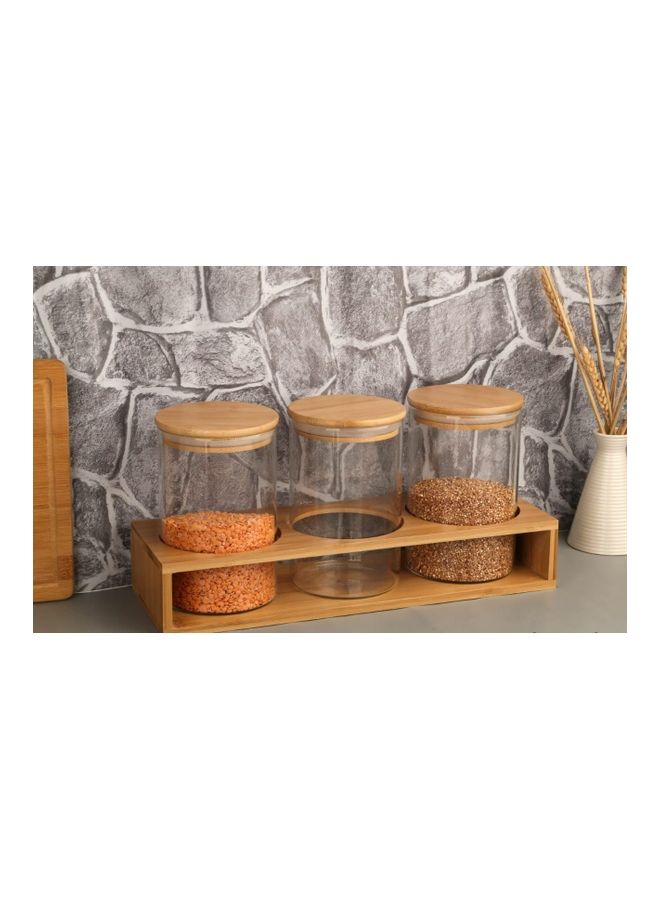 3-Pieces Spice Jars With Holder Beige 100ml 