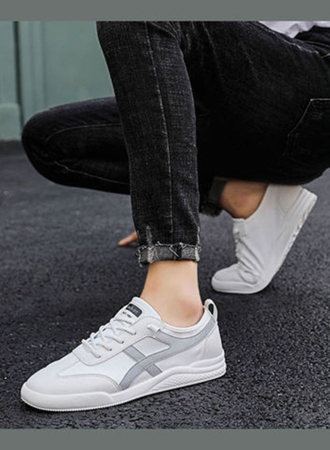 Beauenty Men's Lace-Up Detail Trainers White/Grey  - Image 2