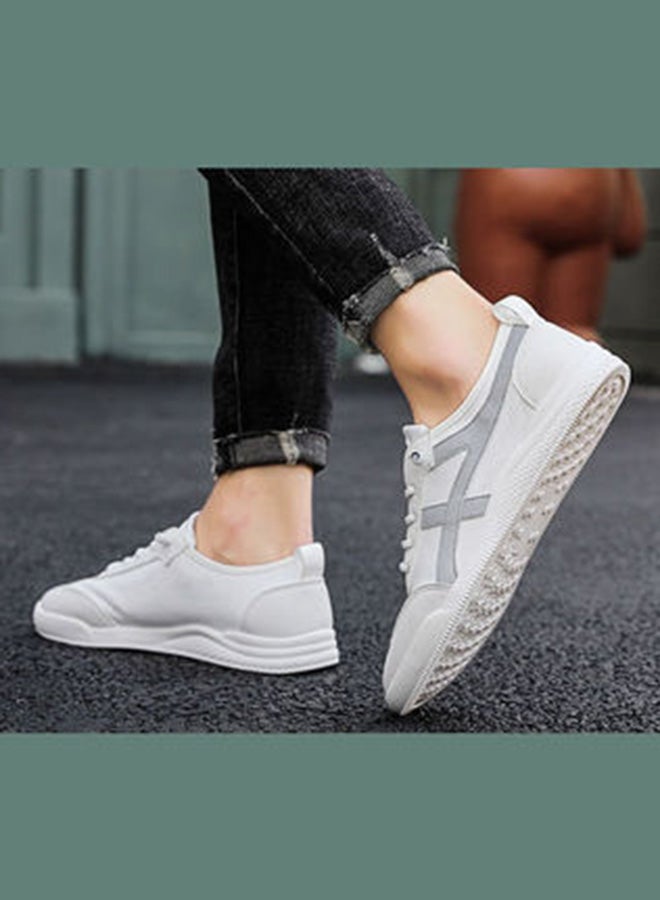 Beauenty Men's Lace-Up Detail Trainers White/Grey  - Image 3