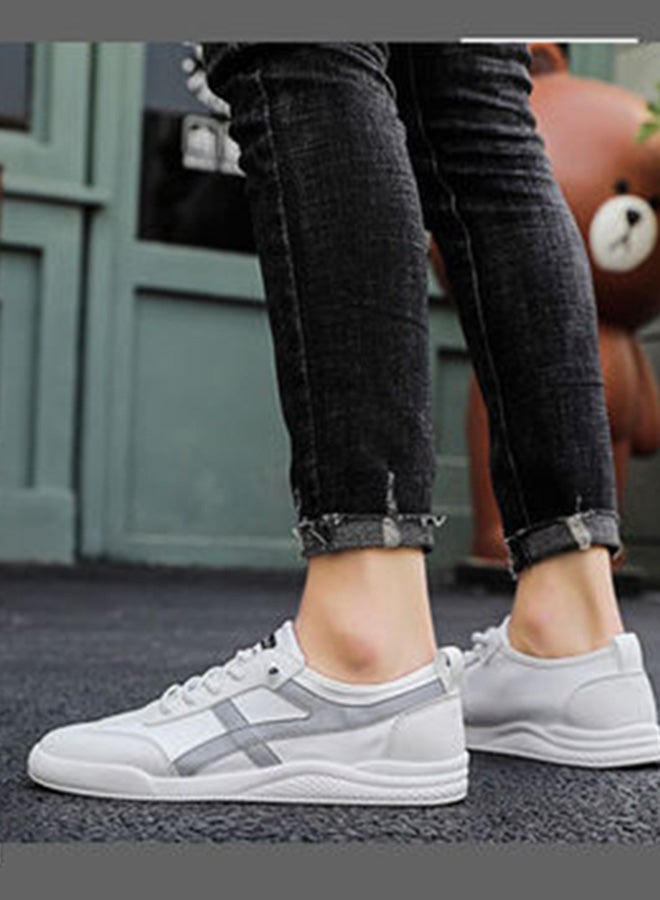 Beauenty Men's Lace-Up Detail Trainers White/Grey  - Image 4