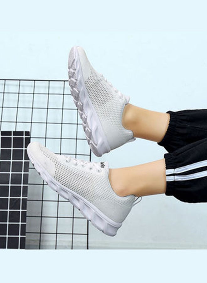 Beauenty Women's Lace-Up Detail Sneakers White  - Image 4