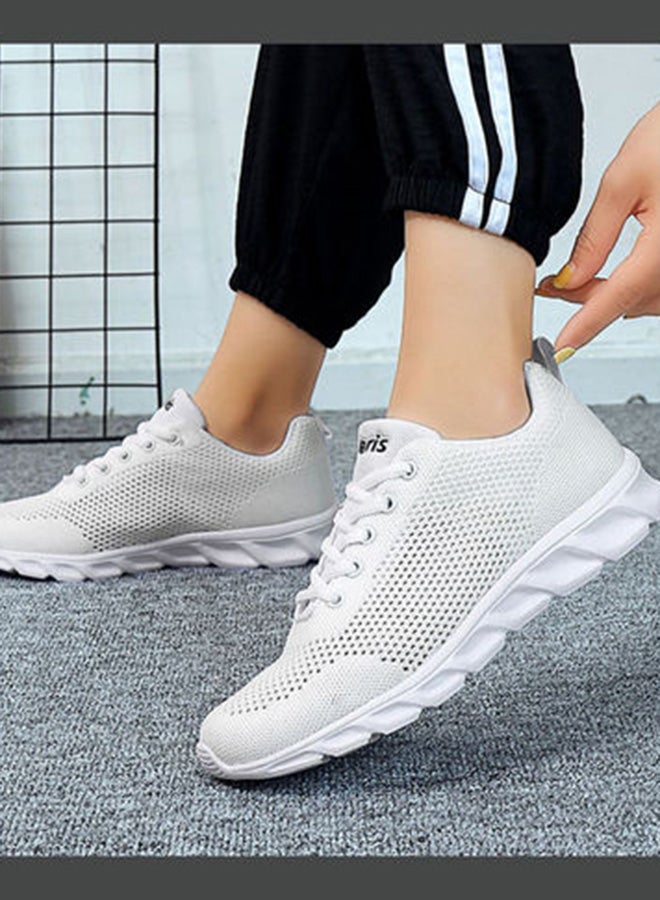 Beauenty Women's Lace-Up Detail Sneakers White  - Image 3