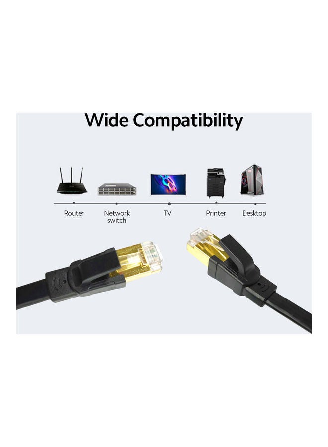 Generic Flat Internet Network Cable Black  - Image 2