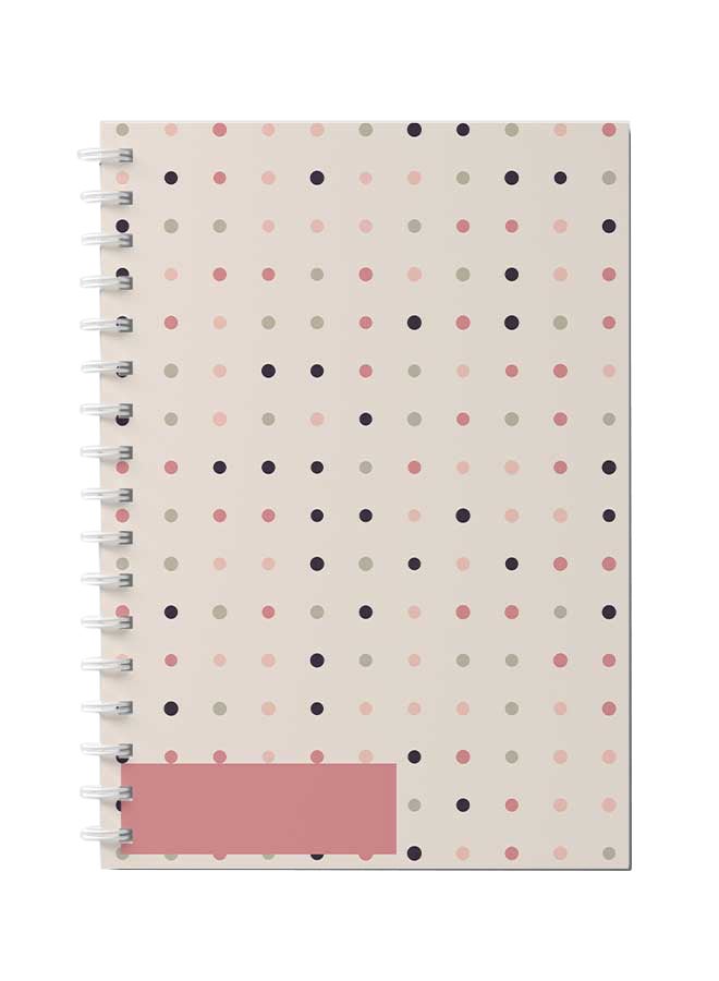 LOWHA - Trendy Graphic Dots Design Spiral Notebook With 60 Sheets For School Or Business Note Taking Grey/Pink/Black - Image 1