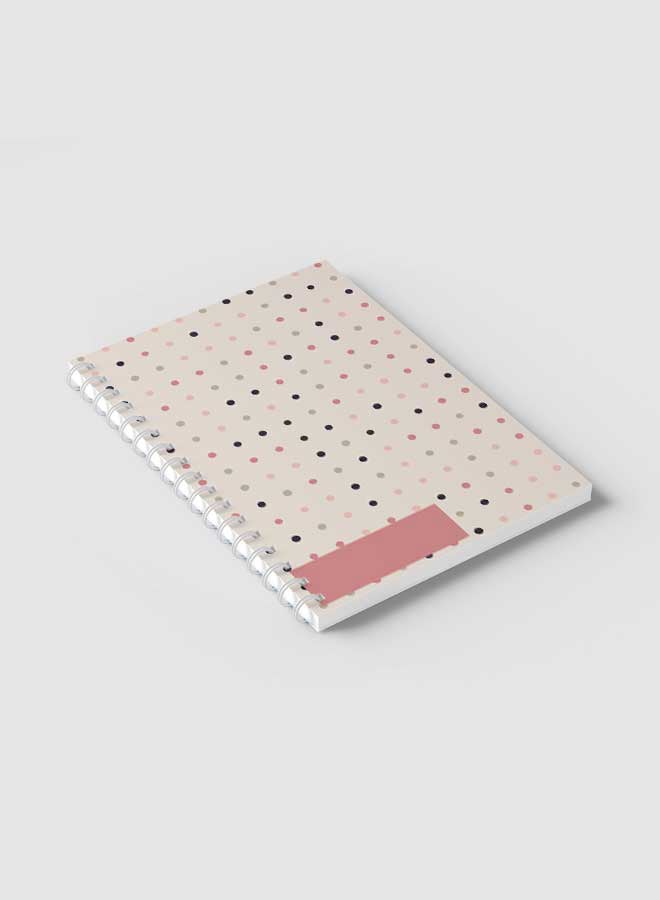 LOWHA - Trendy Graphic Dots Design Spiral Notebook With 60 Sheets For School Or Business Note Taking Grey/Pink/Black - Image 1