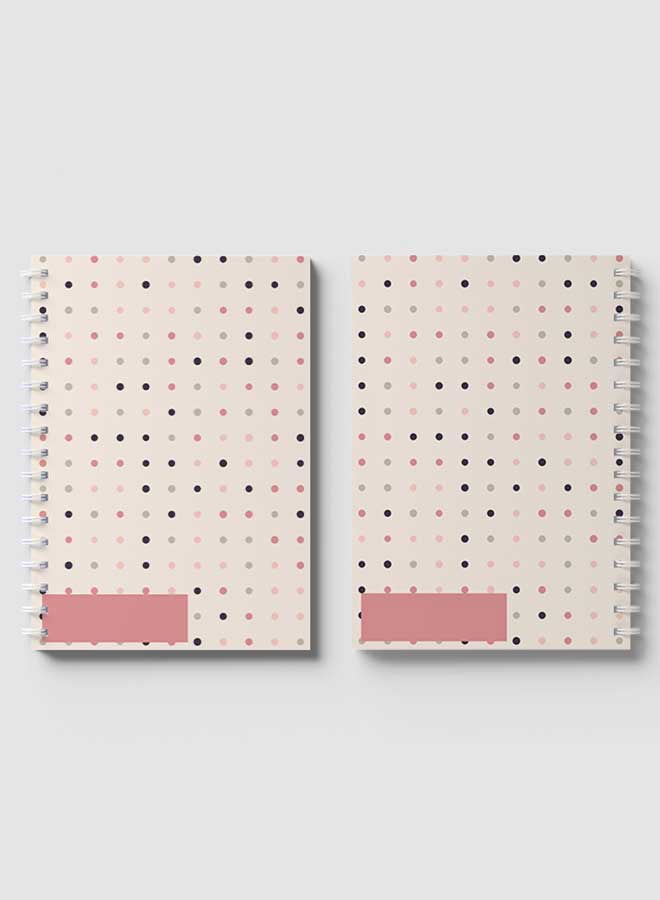 LOWHA - Trendy Graphic Dots Design Spiral Notebook With 60 Sheets For School Or Business Note Taking Grey/Pink/Black - Image 1
