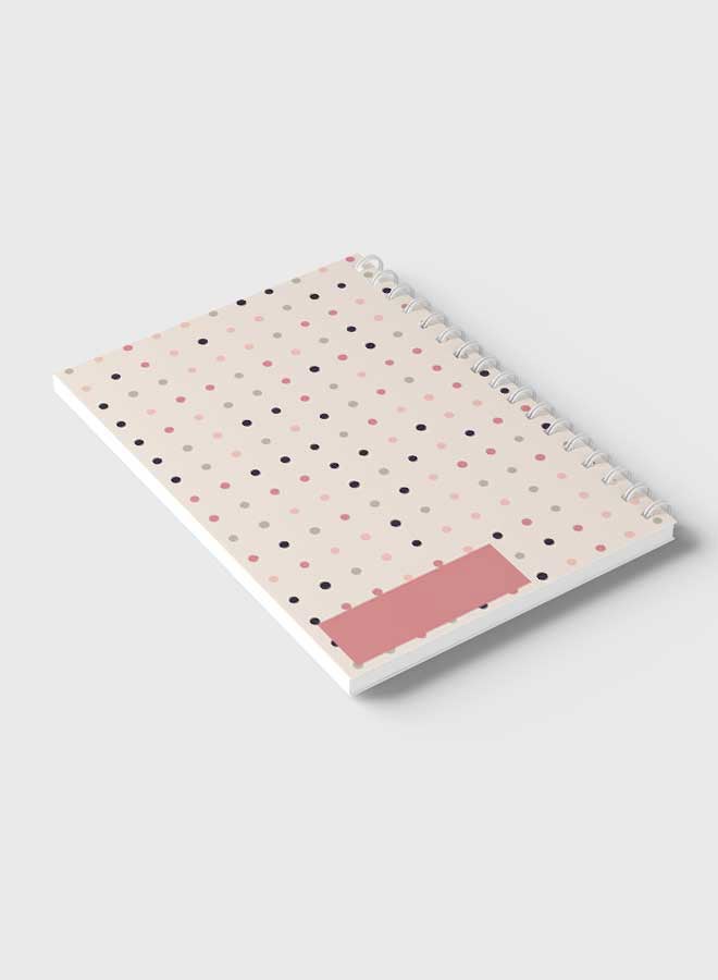 LOWHA - Trendy Graphic Dots Design Spiral Notebook With 60 Sheets For School Or Business Note Taking Grey/Pink/Black - Image 1