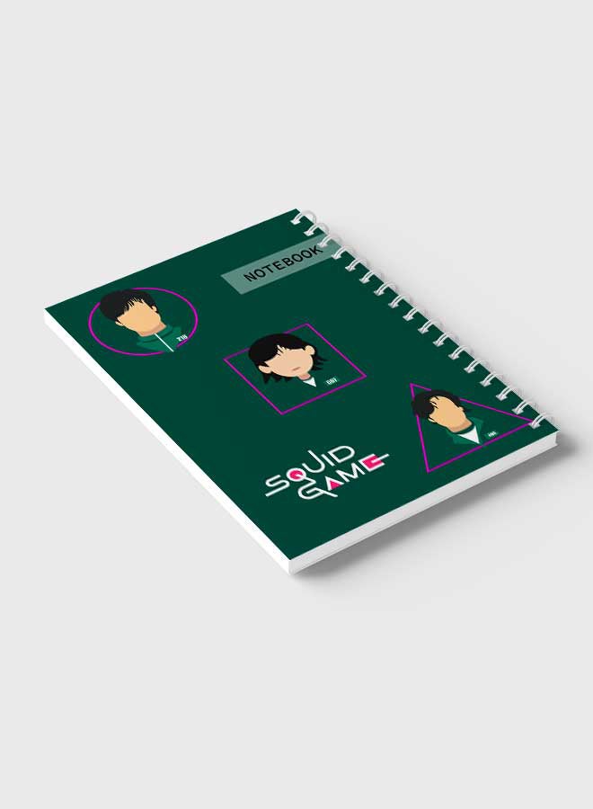LOWHA - Squid Game Logo Character Design Spiral Notebook With 60 Sheets For School Or Business Note Taking Multicolour - Image 1
