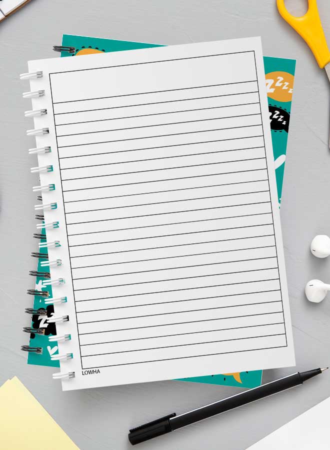 LOWHA - Sleeping Cat Doodle Art Design Spiral Notebook With 60 Sheets For School Or Business Note Taking Multicolour - Image 1