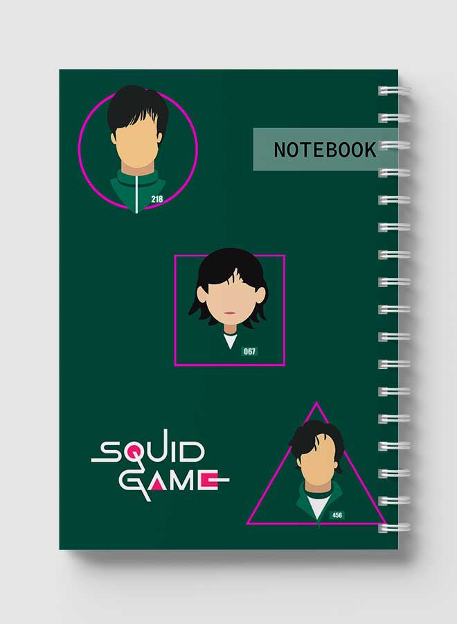 LOWHA - Squid Game Logo Character Design Spiral Notebook With 60 Sheets For School Or Business Note Taking Multicolour - Image 1