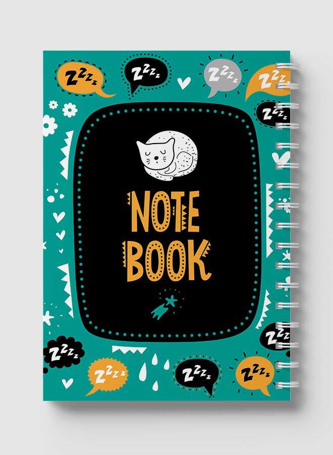 LOWHA - Sleeping Cat Doodle Art Design Spiral Notebook With 60 Sheets For School Or Business Note Taking Multicolour - Image 1