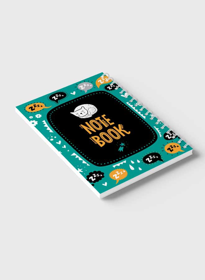 LOWHA - Sleeping Cat Doodle Art Design Spiral Notebook With 60 Sheets For School Or Business Note Taking Multicolour - Image 1