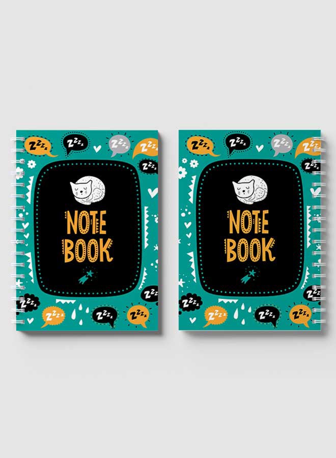 LOWHA - Sleeping Cat Doodle Art Design Spiral Notebook With 60 Sheets For School Or Business Note Taking Multicolour - Image 1